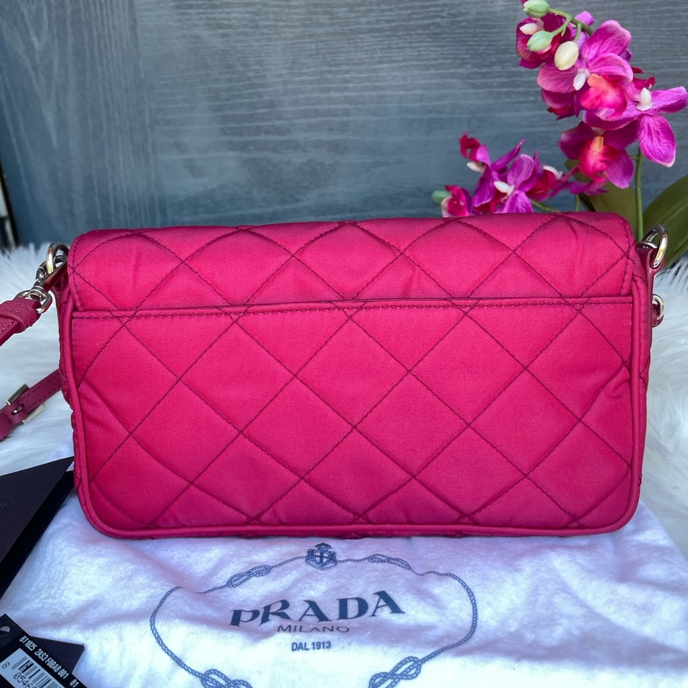 Authentic PRADA Tessuto Impuntu Shoulder Bag Pink Nylon - Picture 6 of 17